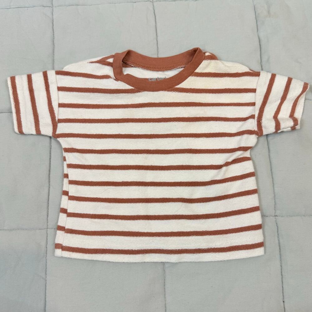 Carter's Brown Stripe T Shirt Top Textured Baby Boy 3 Months